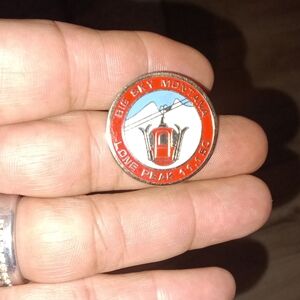 Big Sky Montana Lone Peak Ski Lift Enamel Pin - Red White